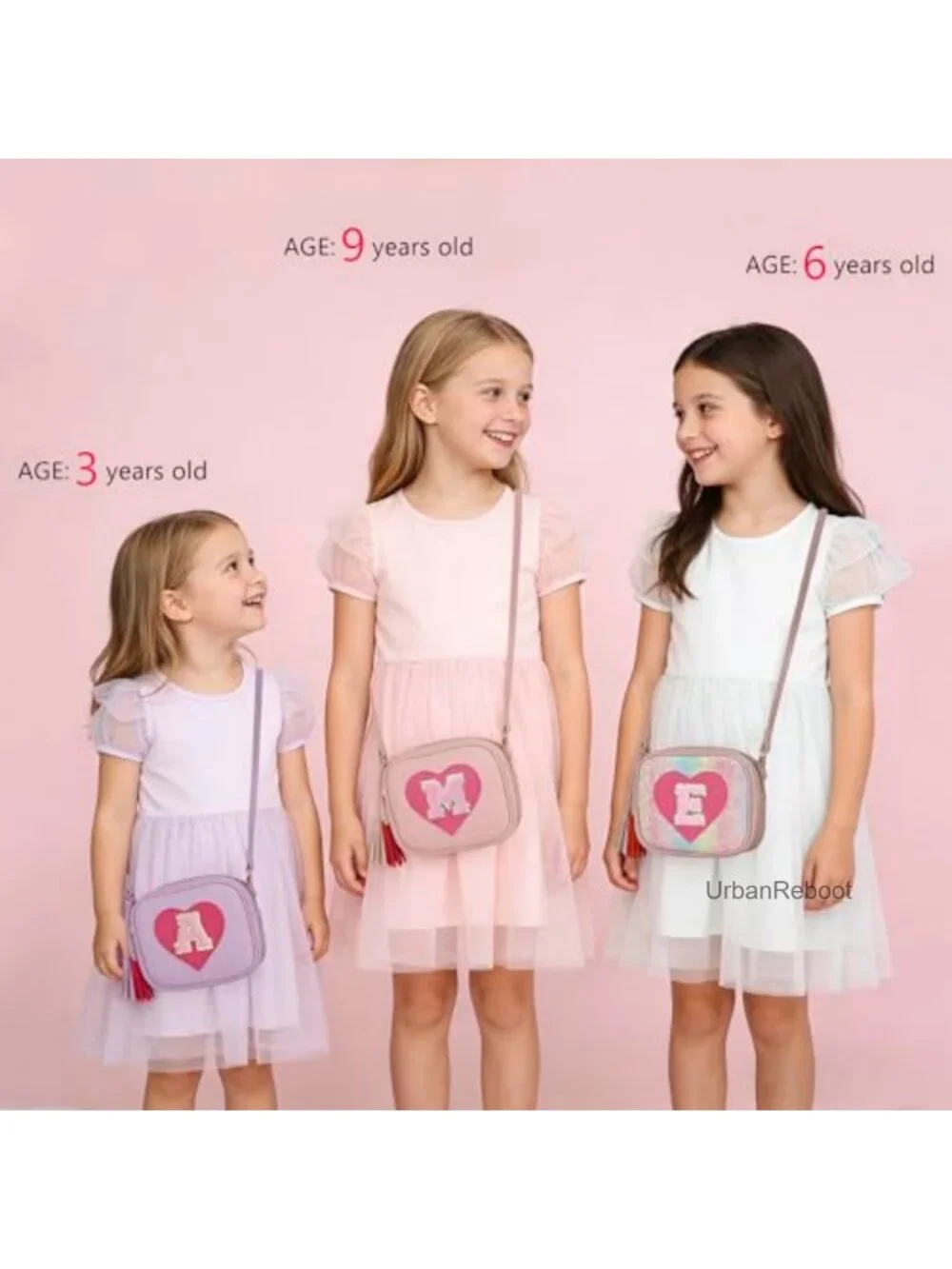 Heart Crossbody Purse Faux Leather Adjustable Strap Kids Girls Gift